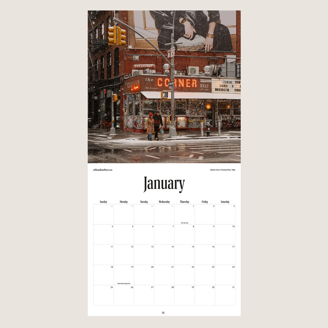Ethan Barber 2026 New York City Calendar