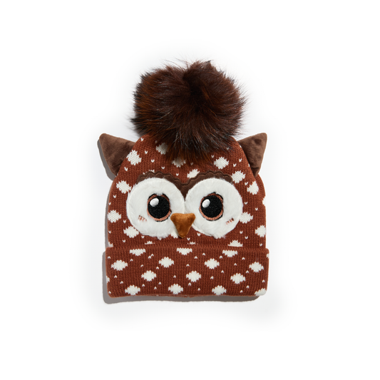 Roxy the Owl Patterned Pom Pom Hat